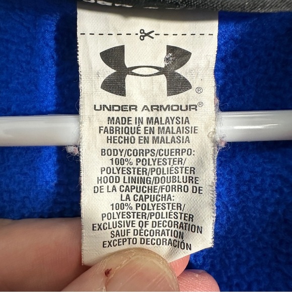 Royal blue Under Armour graphic hoodie, teal hood lining, size M, - Picture 11 of 12